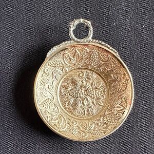 Vintage EUC metal wine taster cup. Includes loop to wear as necklace